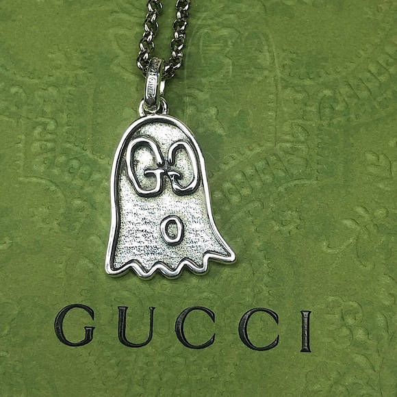 GUCCI Sterling Silver Ghost GG Monogram Necklace 21” Unisex NIB - Picture 4 of 17